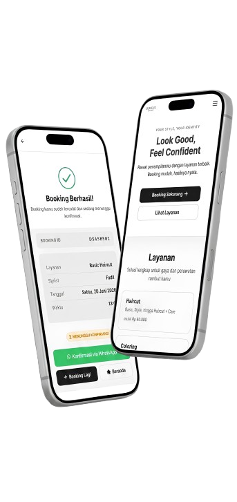 Tampilan aplikasi booking LUMEN'S STUDIO di smartphone
